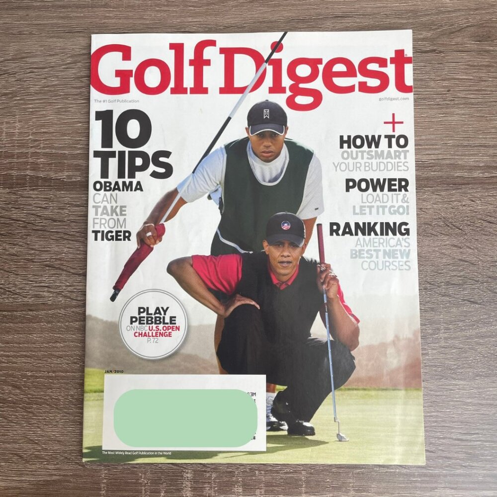 2010 January Golf Digest Tiger Woods Barack Obama Magazine Collectors Item